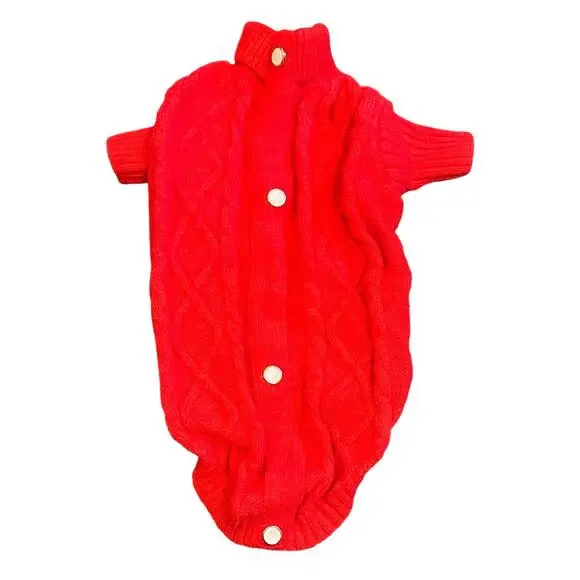 SunteeLong Dog Sweater Red Cute Knitted Classic Puppy Dog Sweater XL