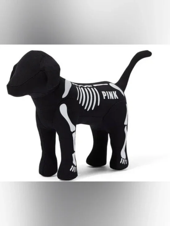 Pink Victoria's Secret Black Dog with White Skeleton Print, NWT