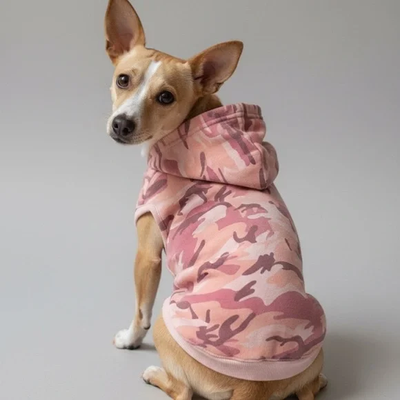 Pink Camo Dog Hoodie Sweatshirt
