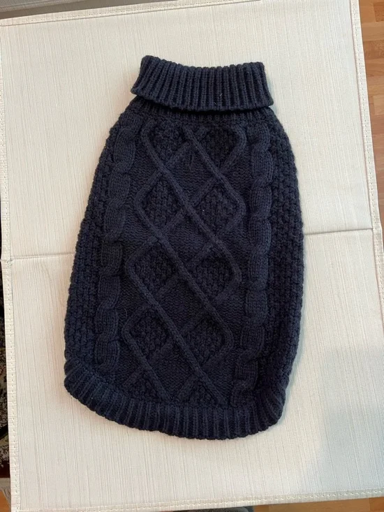 Dark Blue Knit Dog Sweater