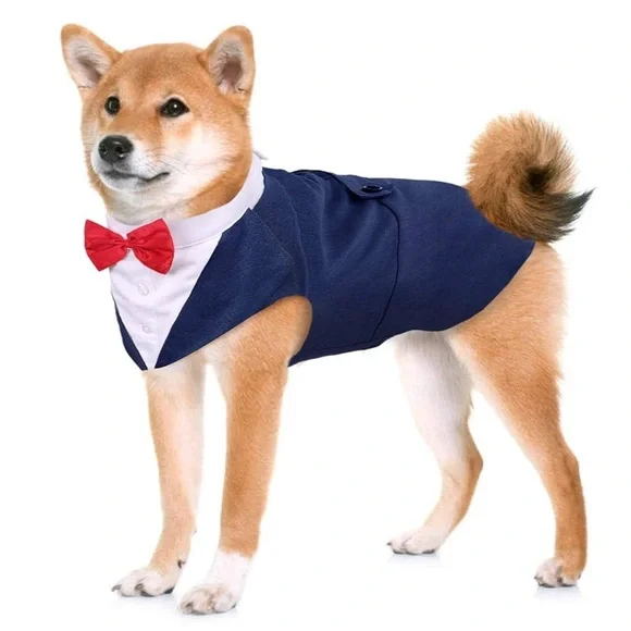 NWOT Kuoser Navy Dog Tuxedo - Suit and Bandana Set