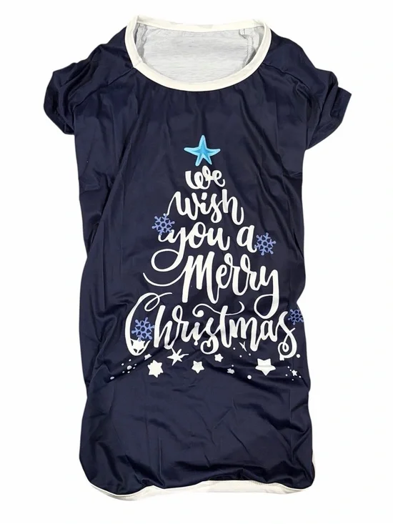 Christmas Pet Pajamas “We Wish You a Merry Christmas” Dog Shirt Size Large