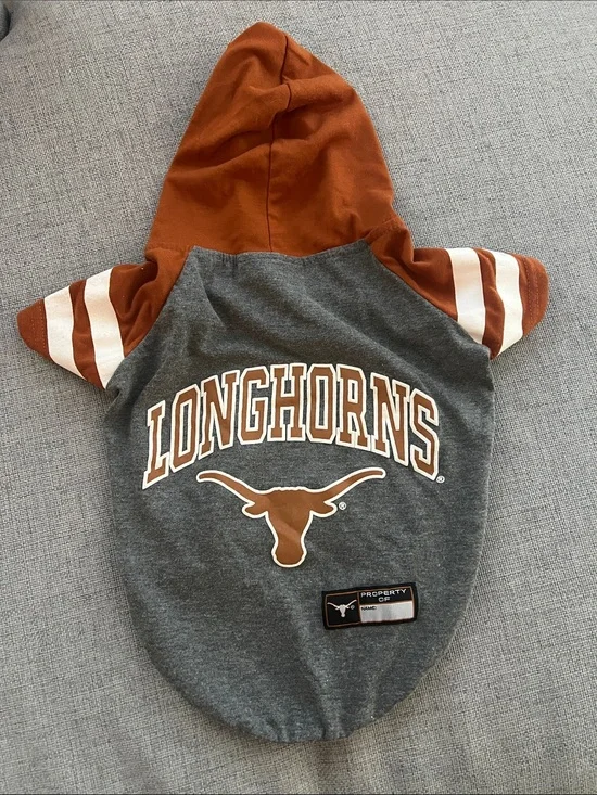 Pets First Texas Longhorns Gray and Burnt Orange Dog Hoodie