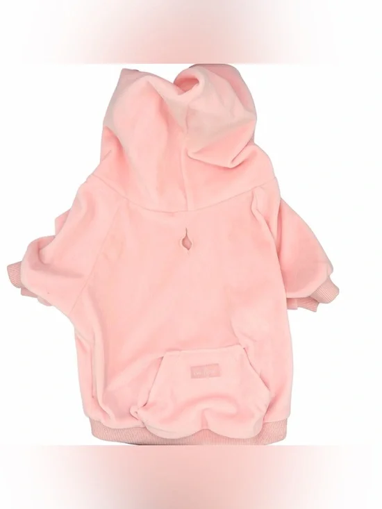 Lucy & Co. Light Baby Pastel Pink Velour Hooded Pet Sweatshirt