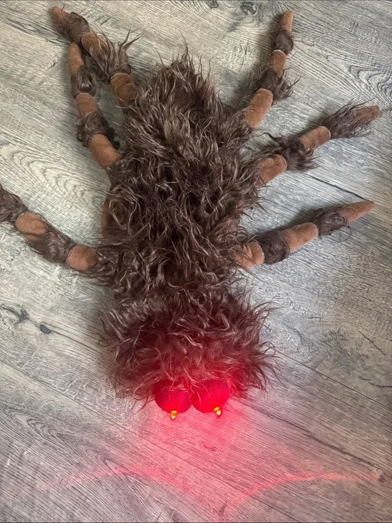 Plush Brown Furry Spider Dog Costumewith Light-Up Eyes