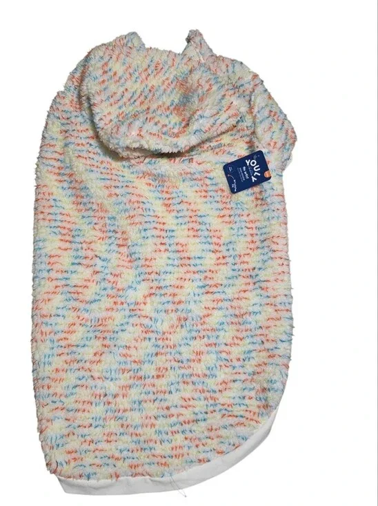 Youly NWT The Artist Dog Hoodie Fluffy White W/MultiColor Confetti Print XXXL