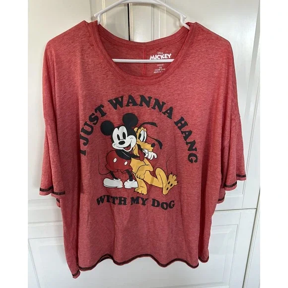 Disney Mickey Mouse I Just Wanna Hang With My Dog Size 3X (22W-24W)