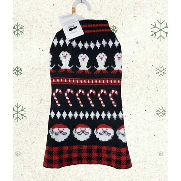 NWT Cat Dog Pet Sweater Size Small Christmas Penguin‎ Santa Claus Candy Cane NEW