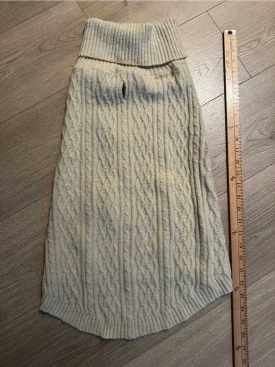 Cable Knit Cream Dog Sweater Sleeve Panel size xl