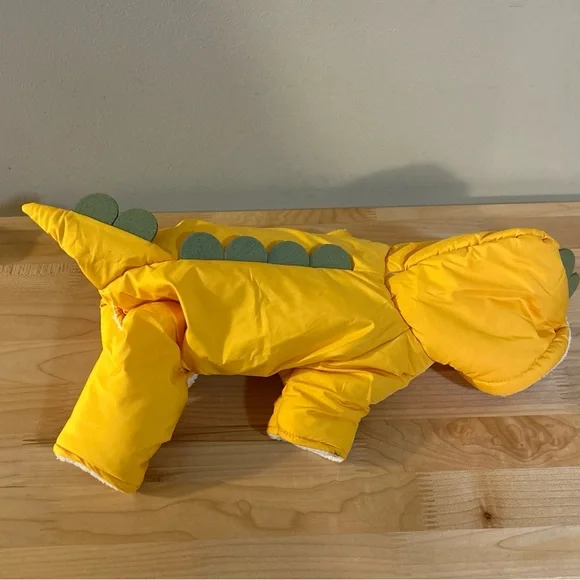 Dog Size XS Yellow Dinosaur Fleece Lined Coat NWT