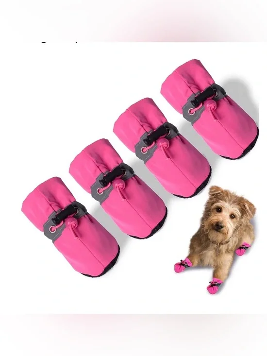 Durable Pink Dog Booties with Secure Toggle Closure