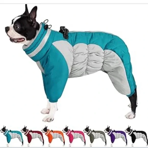 AOFITEE Fullbody Dog Coat Warm Fleece, Windproof  with Harness Built in S /515-5