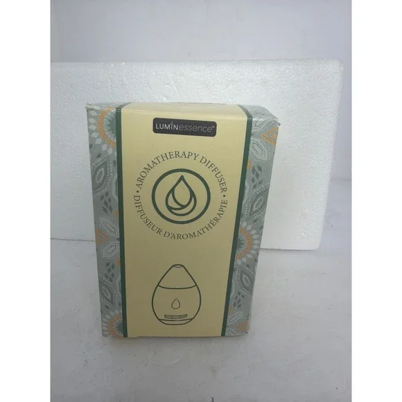 Luminessence Aromatherapy Diffuser Water Free Battery Gray White New in Box