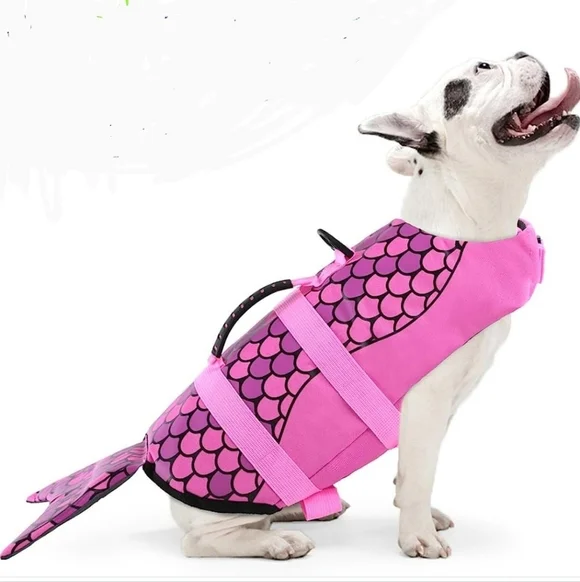 Mermaid Shaped Dog Life Vest Size Medium