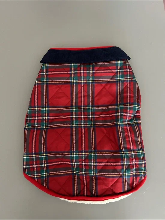 Mark & Graham plaid Sherpa dog jacket