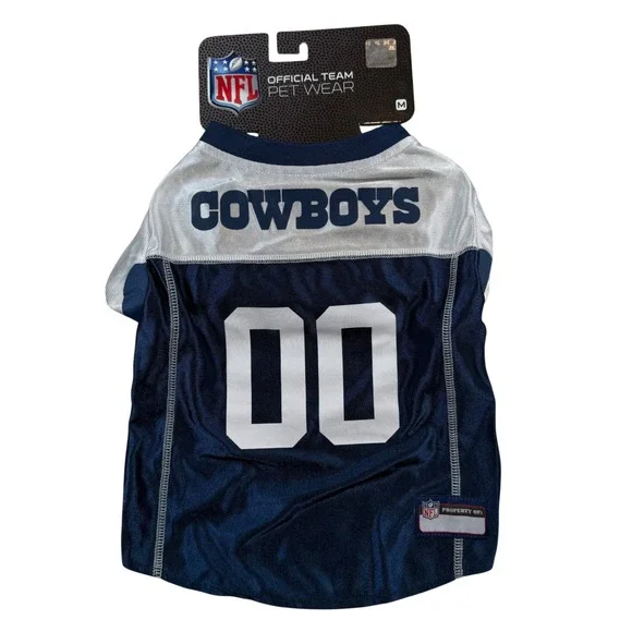 NEW Dallas Cowboys Pet Jersey Unisex Medium Navy Silver NFL Throwback