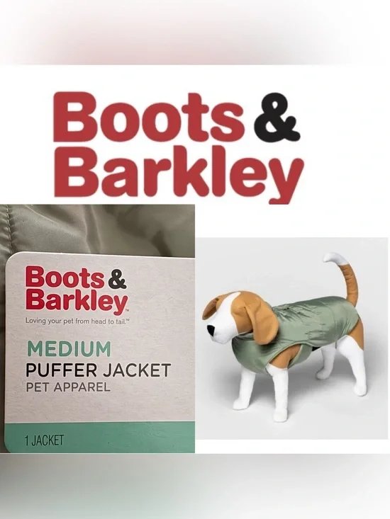 NWT Boots & Barkley Dog or Cat Puffer Jacket in Sage Green M Sealed New!