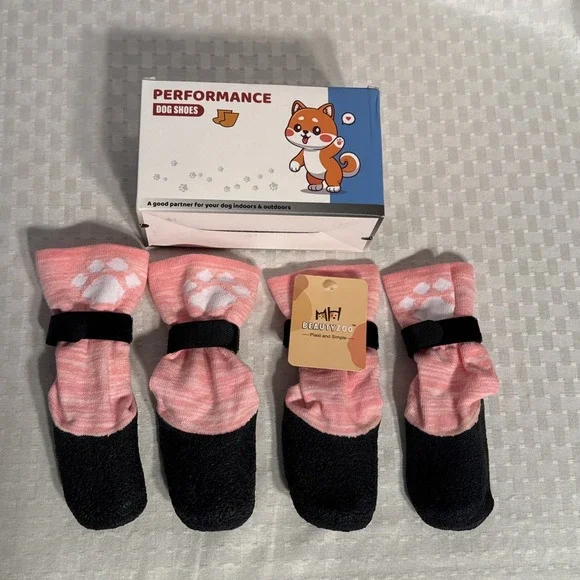 QUMY Dog Shoes LARGE Dog Boots & Paw Protectors Pink size 7 63-75 lbs NEW