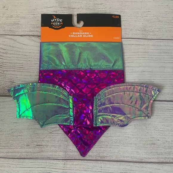 Hyde and Eeek! Purple and Irridescent Dragon Wing Dog Costume Collar Bandana