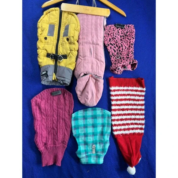 Winter Dog Clothes Lot Small T.M.E.H. Puffer Sweater Parka Fleece Multi Color