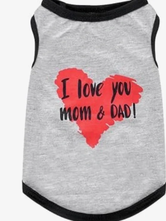 Gray Pet Tank with Red Heart 