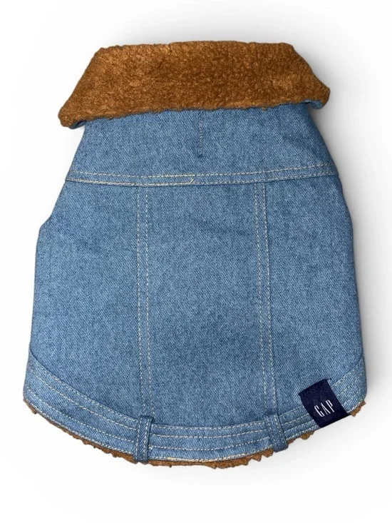 GAP Denim Pet Coat with Brown Sherpa Lined