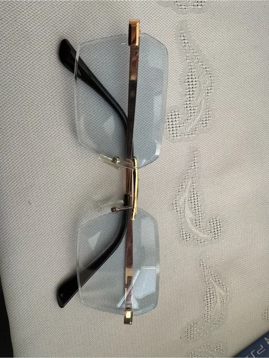 Rimless Square Sunglasses with Gold Bridge