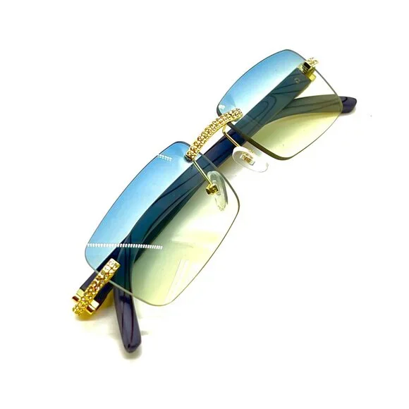 Men‎ Women Sunglasses Square Green Lens Fashion Gold Frame Rapper Icedout Lentes