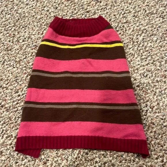 Maroon/Pink Striped Pet Sweater by Boots & Barkley