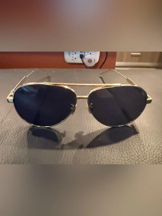 Christian Dior Gold Pilot Aviator Sunglasses Gray Lenses Made in Italy