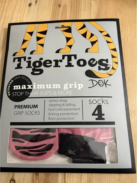 DOK TigerToes Premium Non-Slip Dog Socks for Hardwood Floors - Extra-Thick Grip