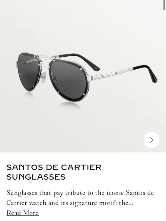 Cartier Aviator Sunglasses - Silver Frame with Black Lenses used in