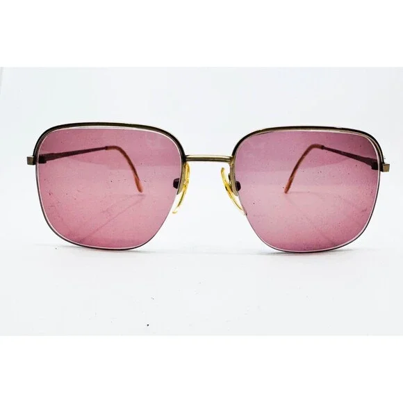 Adensco Aero 4 Sunglasses Frames Mens Gold Purple Tint Square Italy 140 5128