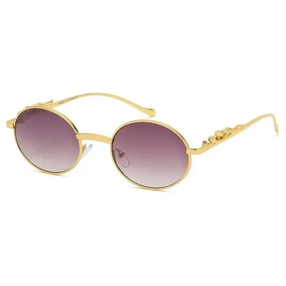 Oval Sunglasses Gold Frame Dragon Accents Fashion Shades Men Street Wear Hip Hop
