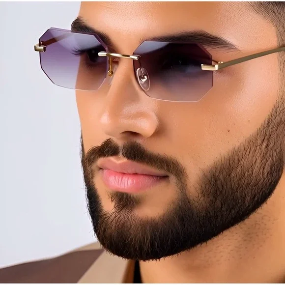 Hip Hop  Sunglasses Gold Frame Gradient Black‎ Lenses Men's Fashion Lentes Gafas