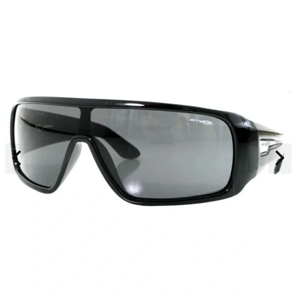 Arnette Glossy Black Barn Burner Sunglasses w/ case silver hardware full cover