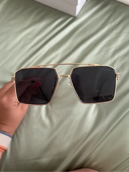 Cartier Gold Men's Sunglasses with Dark Black Lenses