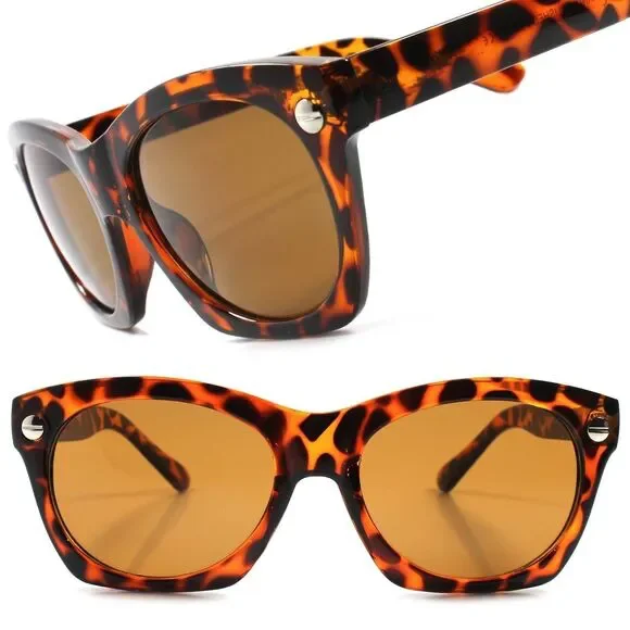 Vintage Retro 70s 80s Fashion Mens Womens Tortoise Oversized Square Sunglasses