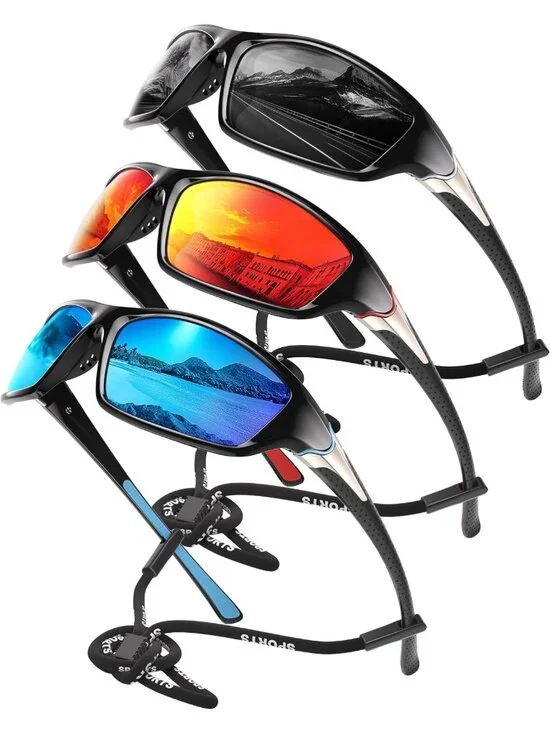 Men's Polarized Sports Sunglasses - UV Protection Wrap Around for Fishing
