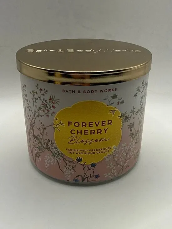 Bath & Body Works Forever Cherry Blossom 3-Wick Candle New 14.5 oz Spring