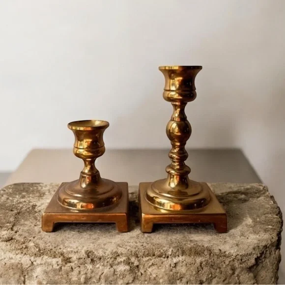 Vintage solid brass candle holders