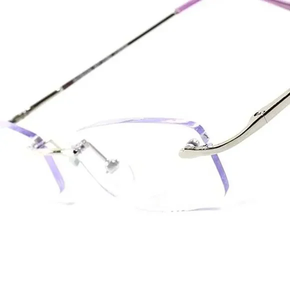Light Purple Tint Modern Stylish  Rectangle Mens Womens Frameless Sun Glasses