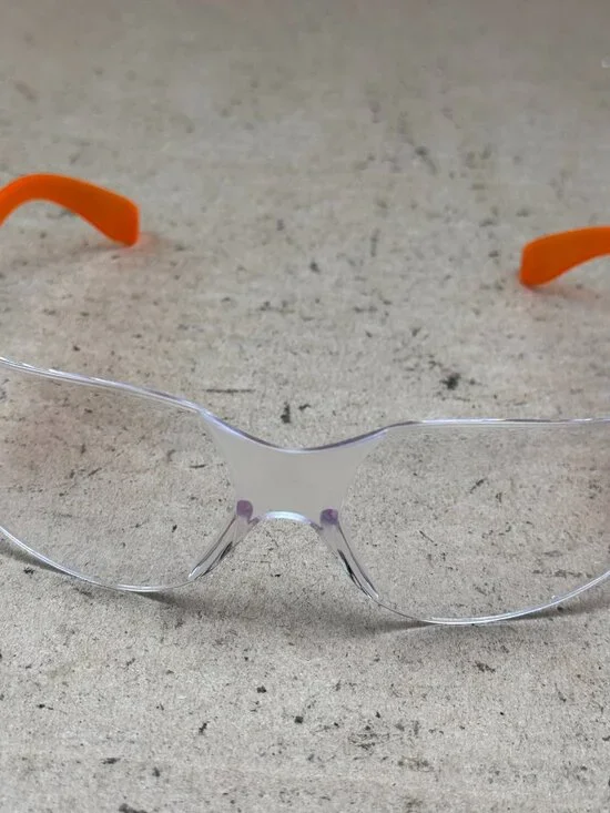 Men's Bull Safety Glasses Clear Orange ANSI Z87.1 EN 166F Minor Scratches