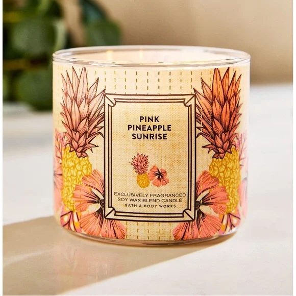🍍”PINK PINEAPPLE SUNRISE” 3-Wick Scented Candle, B&BW, 14.5 oz / 411 g, NWT-Box