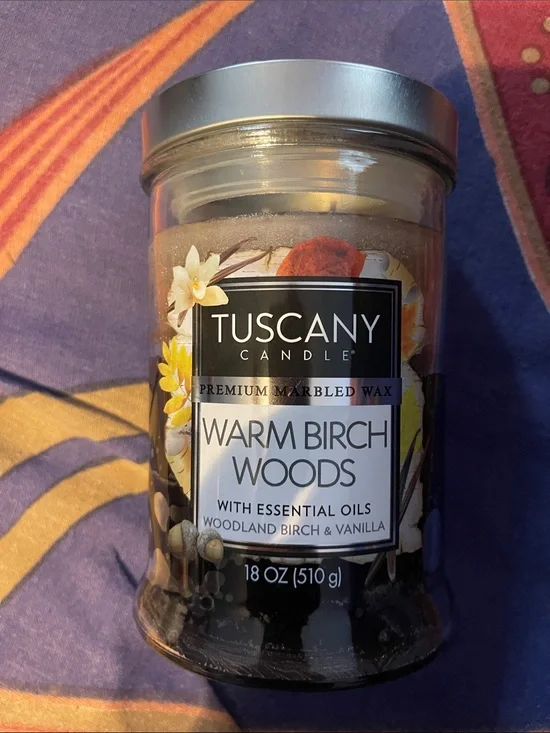 Tuscany Candle Warm Birch Woods Jar - Brown Wax with Silver Lid