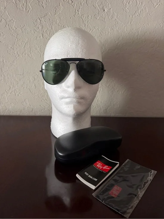 Ray-Ban RB3422-Q 9040 Outdoorsman Aviator Sunglasses Matte Black G-15 58mm Case