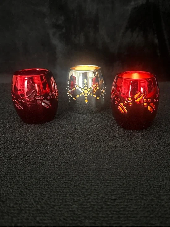 Red & Silver Candle Holders