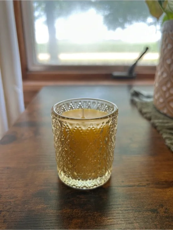 Vanilla Scented Pure Beeswax Candles 3 oz Jar-Yellowish Jar