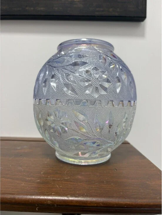 Mismatch Westmoreland Fairy Lamp Purple Carnival Top, Clear Carnival Bottom READ