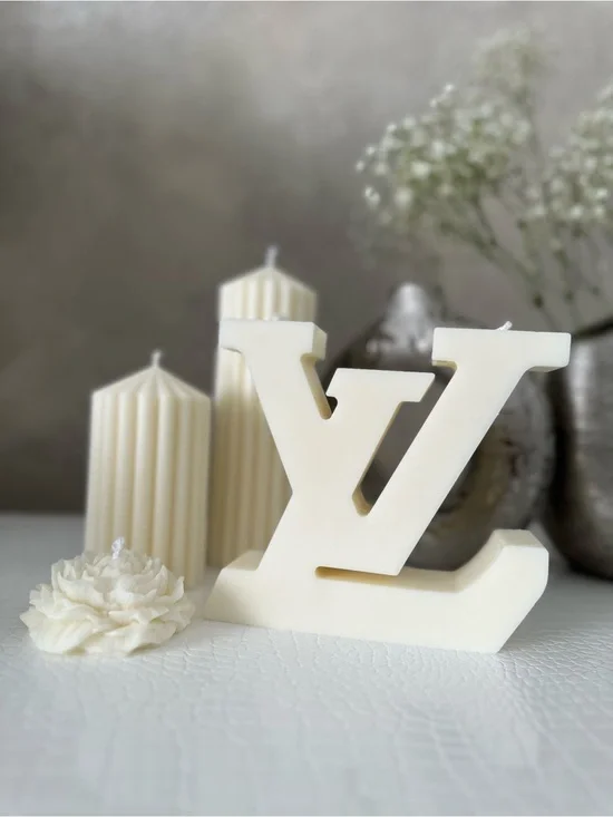 Luxury-Inspired Cream Decorative Letter Candle - Unbranded